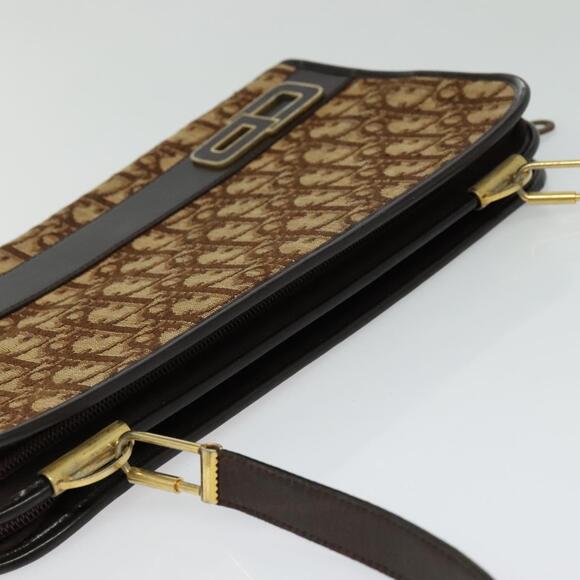 DIOR Trotter Canvas Shoulder Bag Brown Gold - Picture 6 of 12
